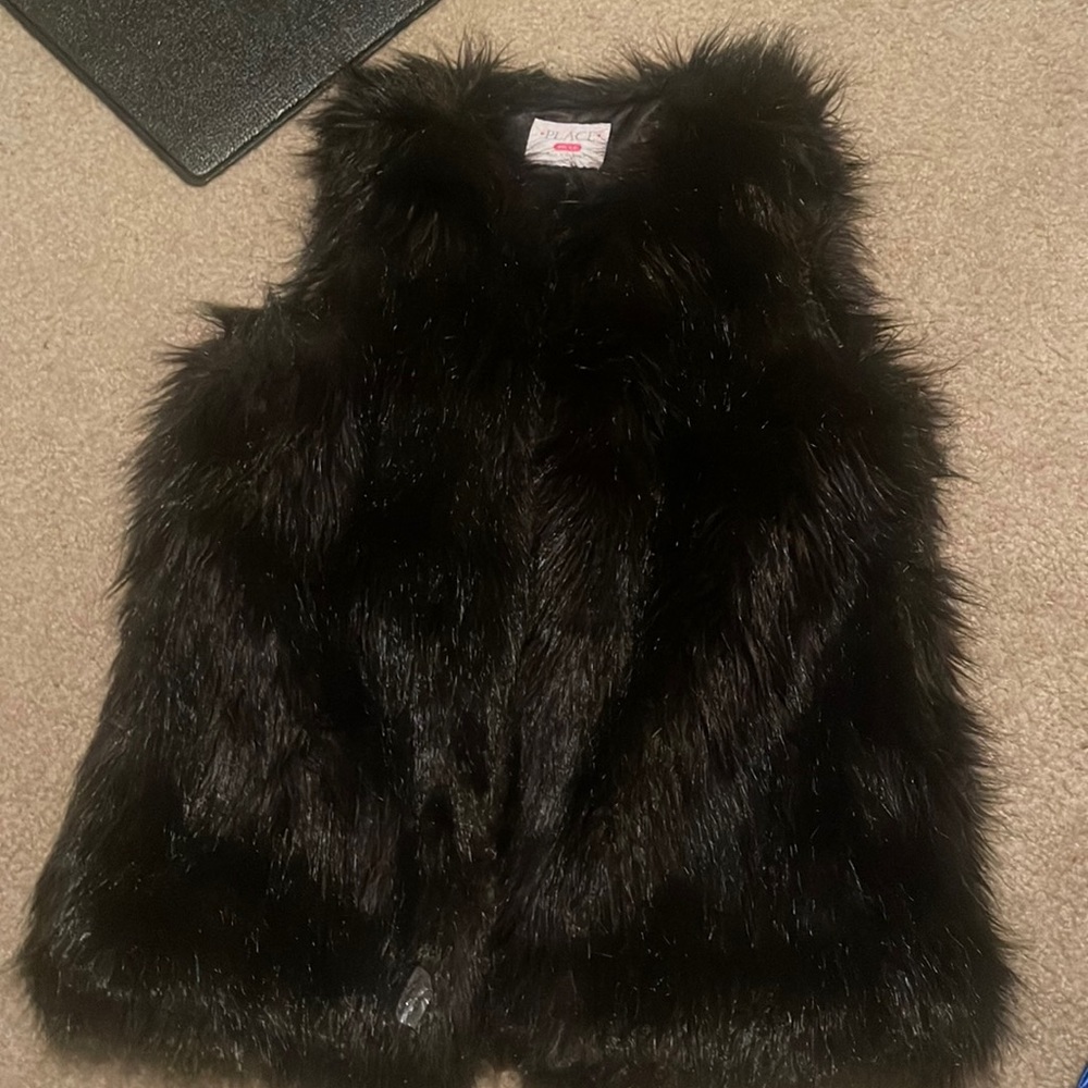 Black furry/fuzzy vest